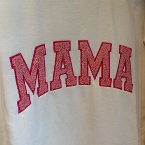 Workshop Republic Cozy MAMA Long Sleeve Tee Sweatshirt - Cream w/ Pink Accents